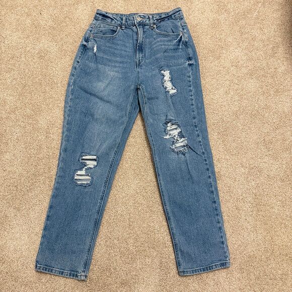 Vanilla Star Rip and Repair Mom Jeans High Waist Straight Leg Size 7 (W 28) - Picture 11 of 11